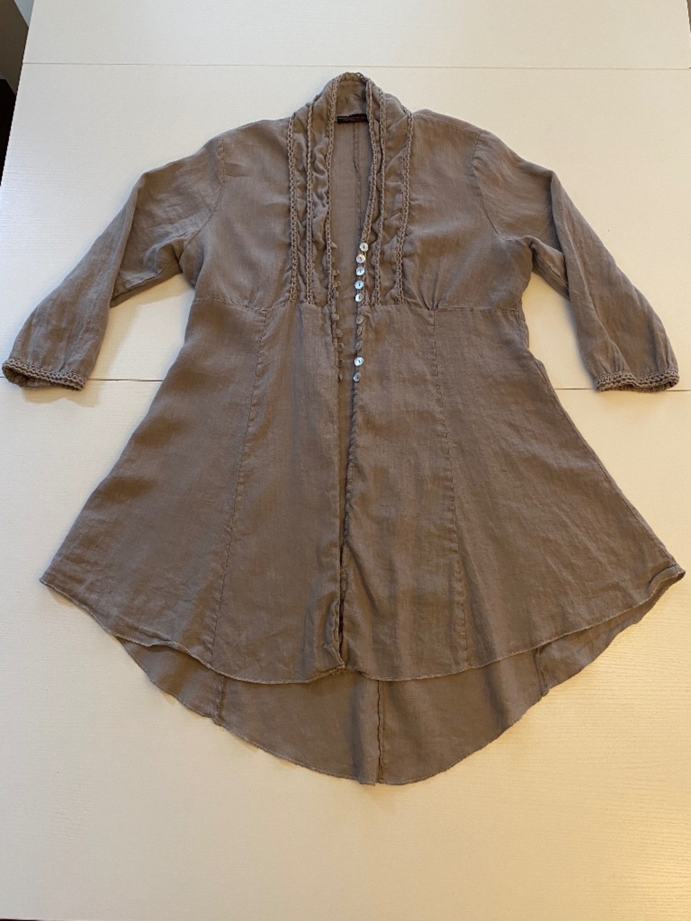 Romeo Giulia Women's Italian Linen Cardigan Lagenlook Tunic Size Medium